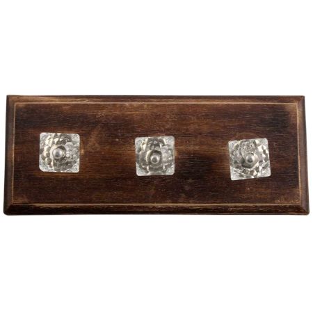 Clear Glass Square Cut Wooden Hooks